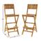 Set of 2 Brown Teak Wood Traditional Outdoor Bar Stool, 18" x 45"